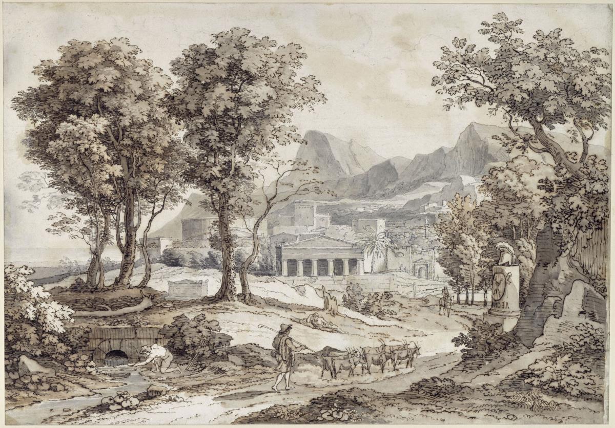 Klassische Landschaft mit Leonidas-Denkmal