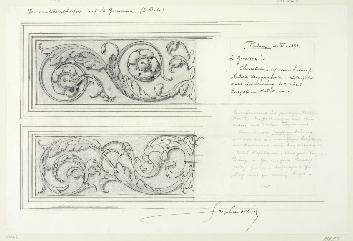 Reisestudien, Padua, Santa Giustina, Ornamente vom Chorgestühl