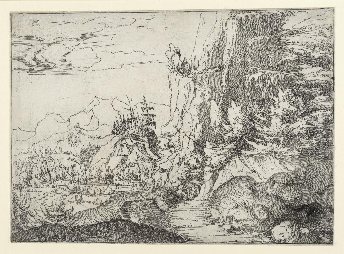 Landschaft mit Felswand