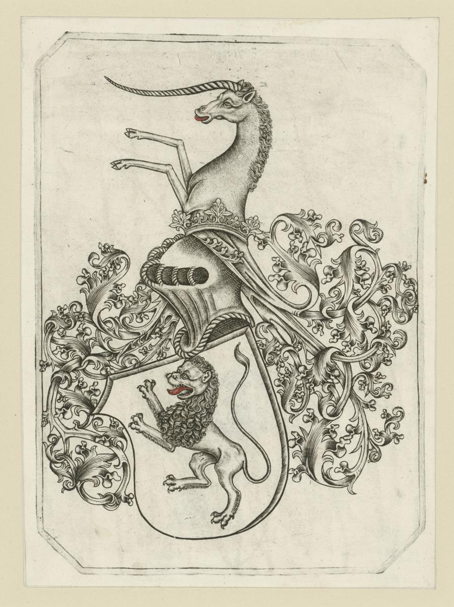 Wappen mit Löwe und Einhorn