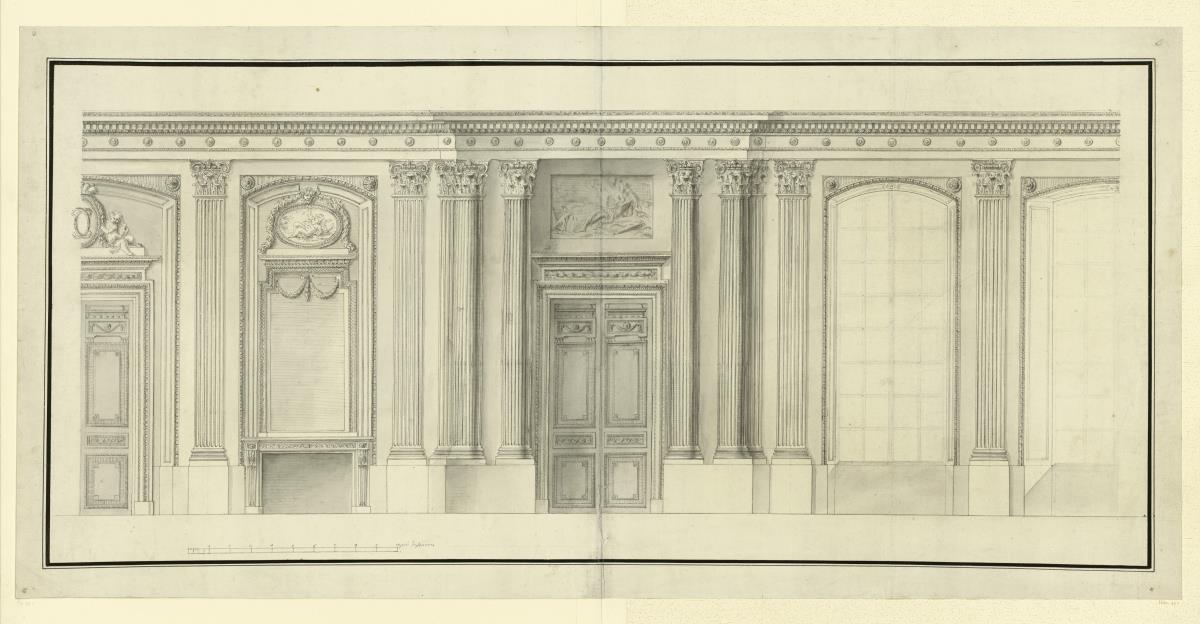 Saalwand Mannheimer Schloß im Stil Louis XVI.