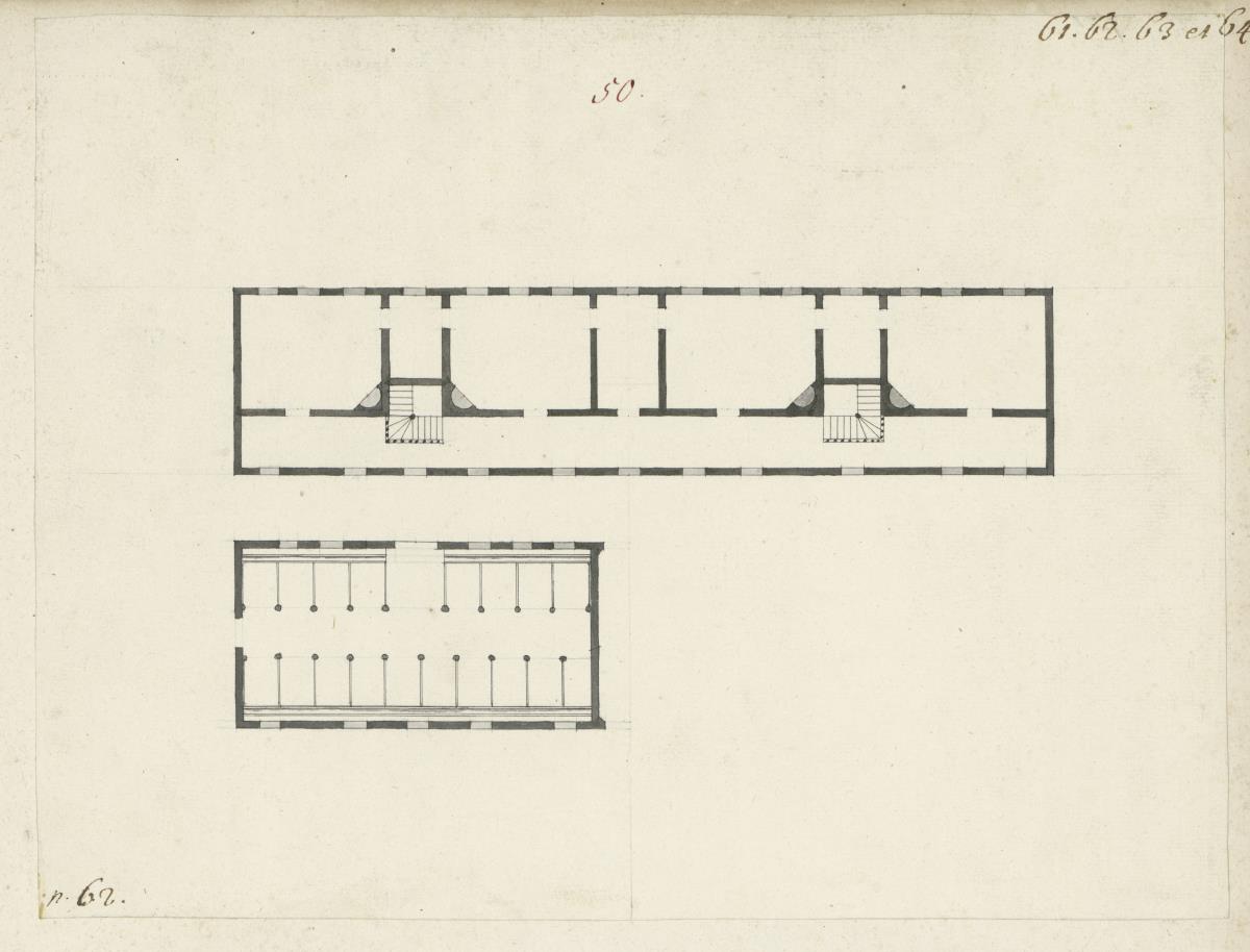 Grundriss von zwei Gebäuden