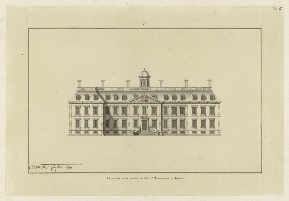 London. Albermarle House. Aufriss der Fassade