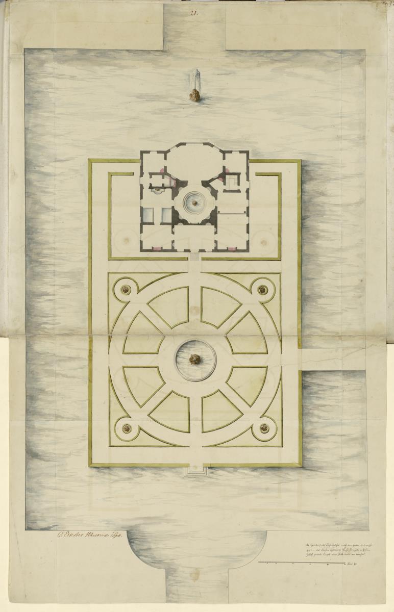 Łazienki Pavillon. Grundriss. Schloss Ujazdów (Warschau) des Heraclius Stanislaw Lubomirski