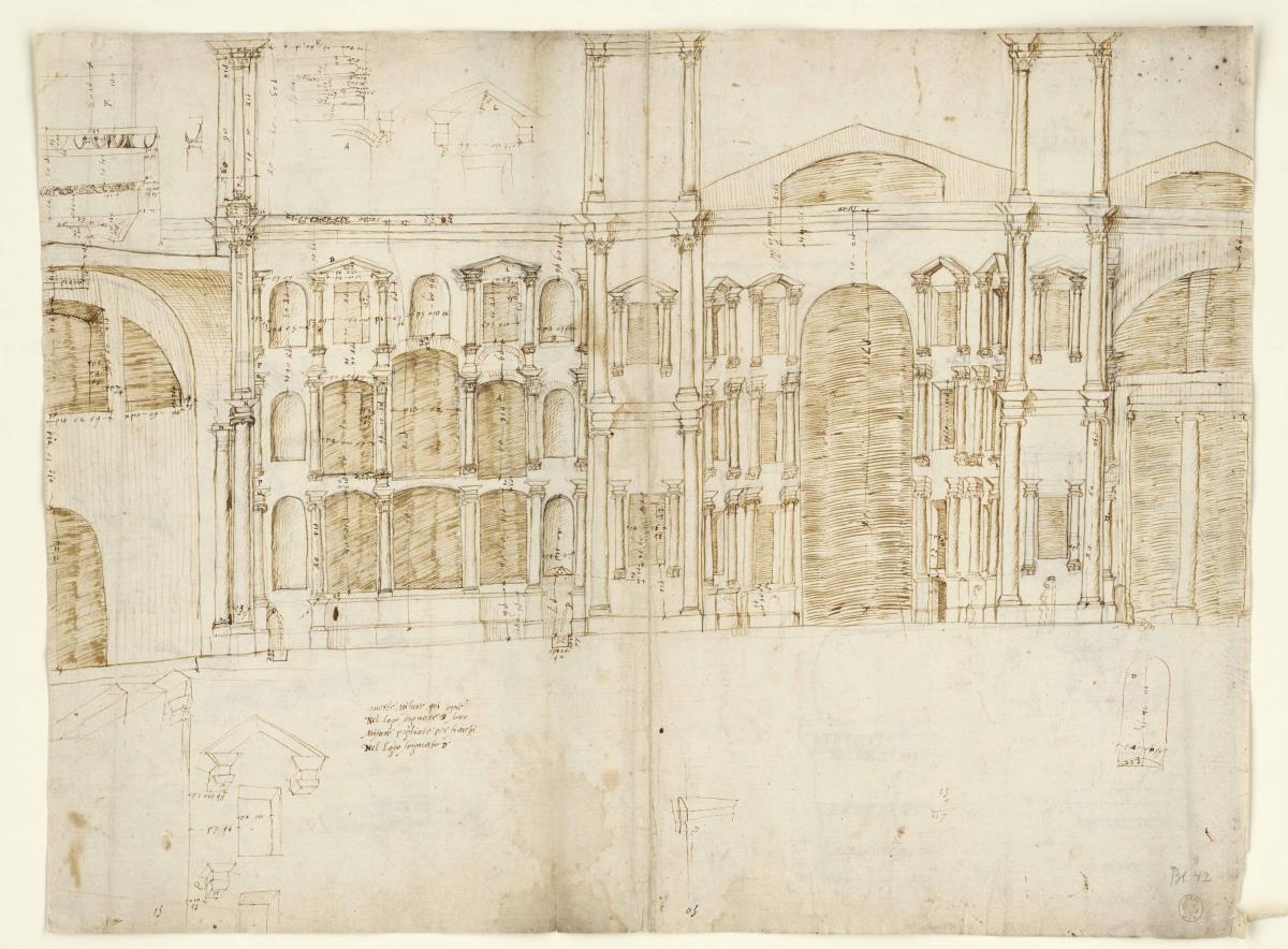 Diocletians Thermen, Aufriss der Hauptfront gegen den Hof D