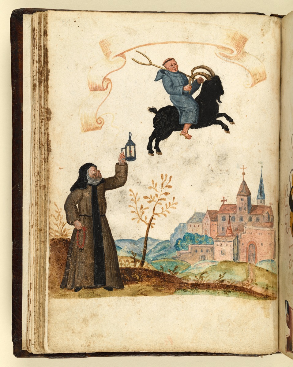 Stammbuch des Leonhard Hayder von Nürnberg: Mönch auf Geißbock