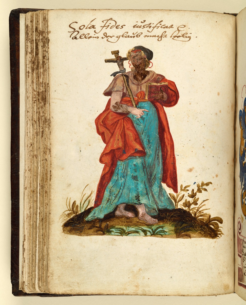 Stammbuch des Leonhard Hayder von Nürnberg: Frau mit Kruzifix