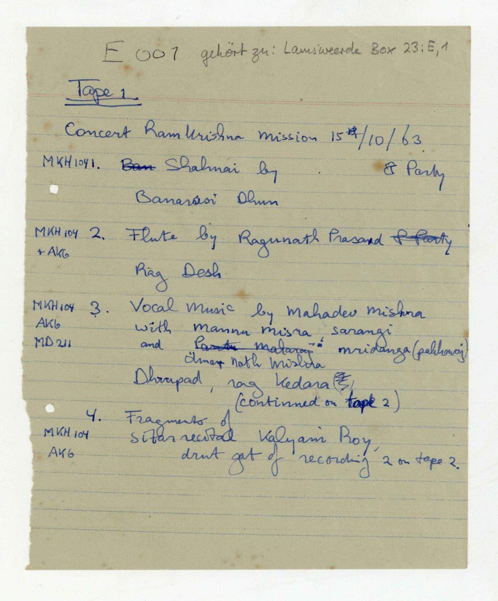 Concert Ramkrishna Mission (Tape 1)