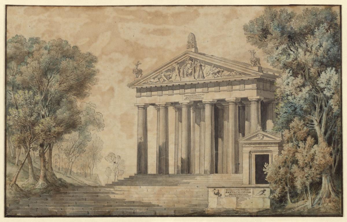 Iphigenie auf Tauris. Schauspiel von Johann Wolfgang von Goethe. Entwurf zu einer Dekoration. Tempel der Diana