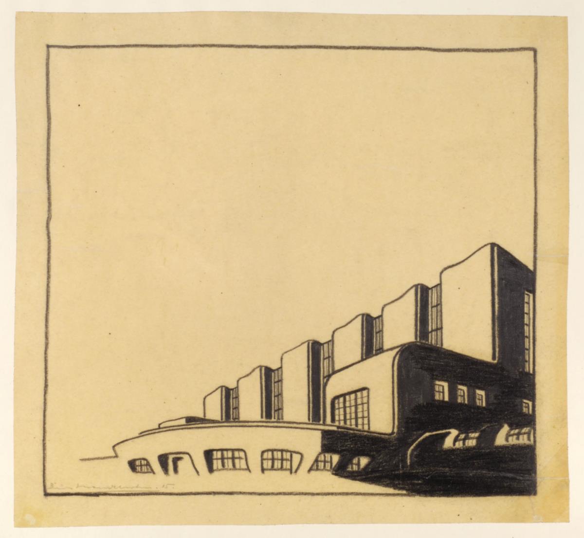 Phantasieprojekt, Privathaus für Erich Mendelsohn (Das große Haus). Perspektivansicht