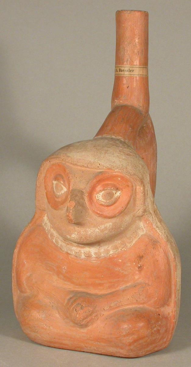 Sitzende anthropo-zoomorphe Figur (Vogel/Eule)