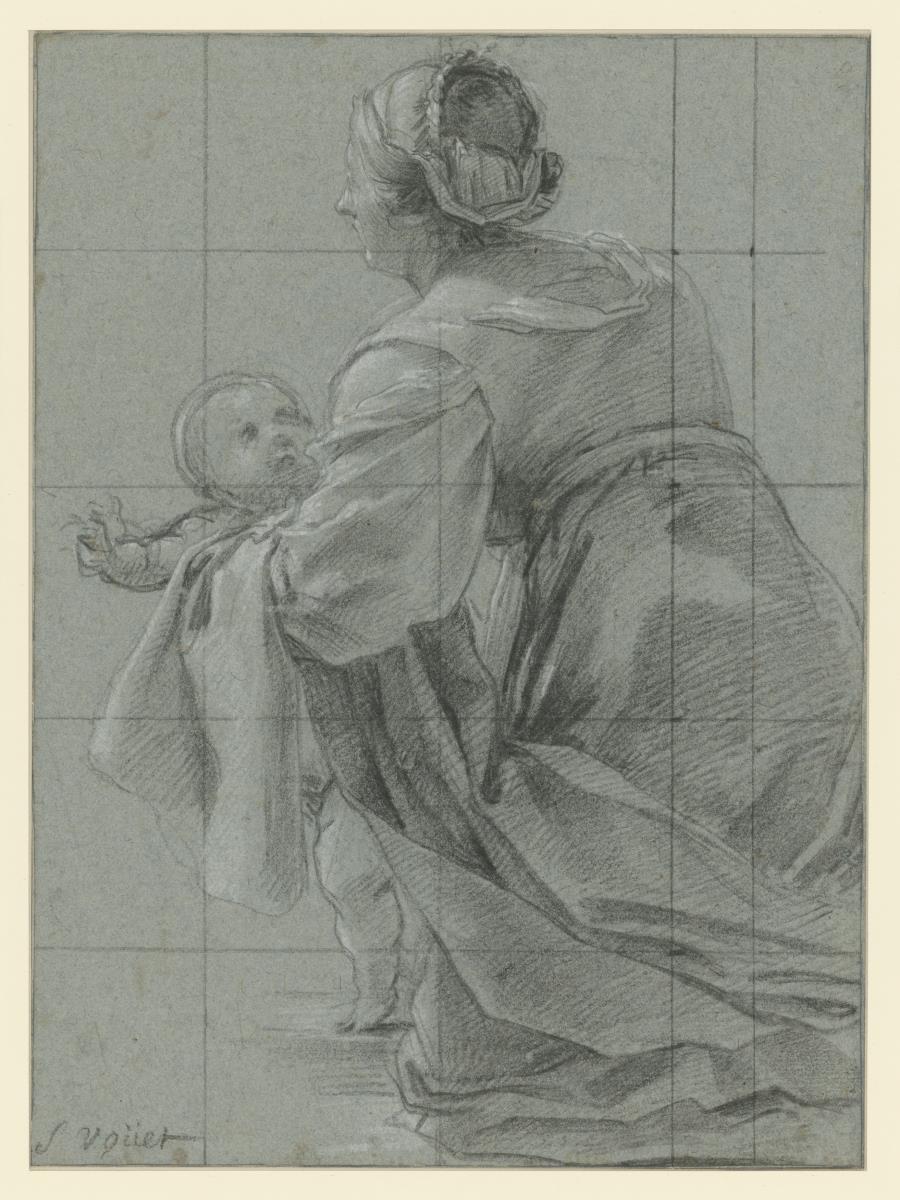 Studie einer knienden Frau mit Kind für das Gemälde "Das Martyrium des Hl. Eustachius")