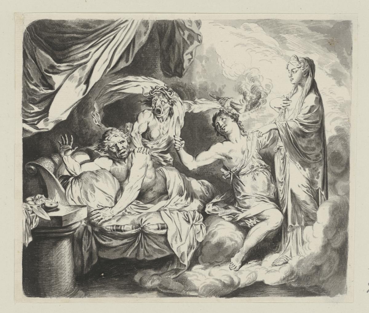 Nero von den Furien geplagt (Orestes?). Vorlage für die Radierung Link 38