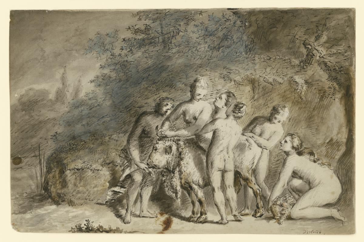 Europa mit ihren Gefährtinnen, den Stier bekränzend