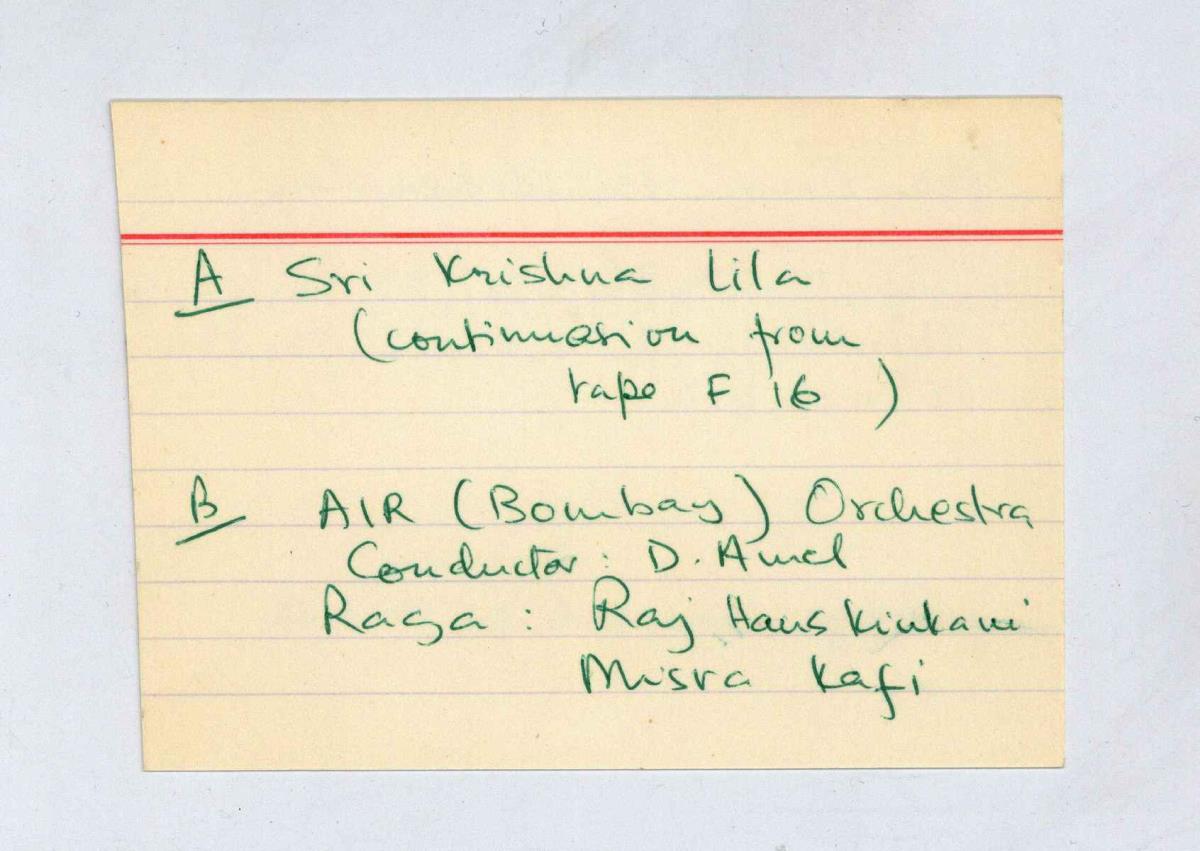 Sri Krishna Lila, Bombay Orchestra (D. Amel)