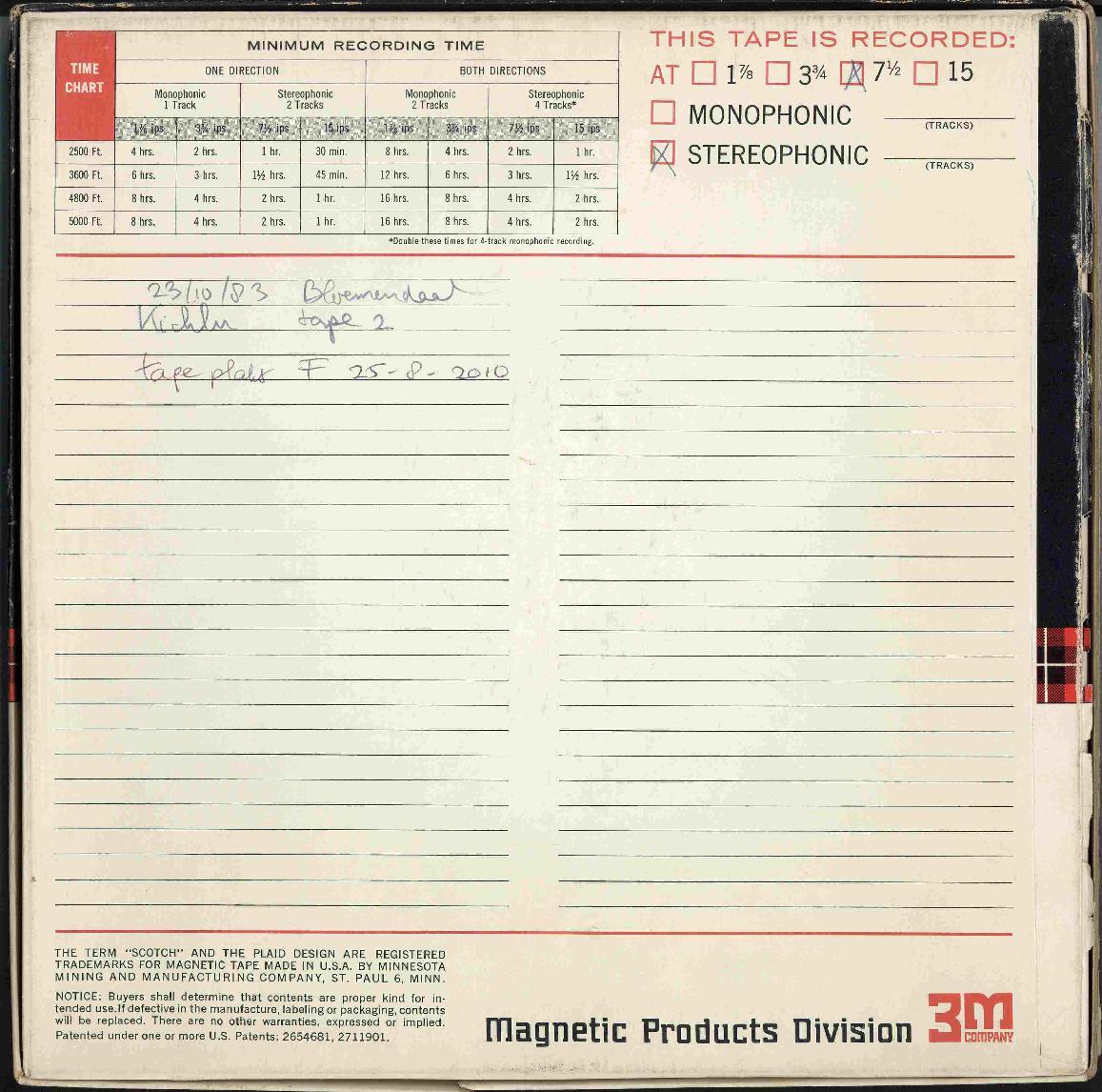 V.K Kichlu and Dagar Brothers, Tape 2