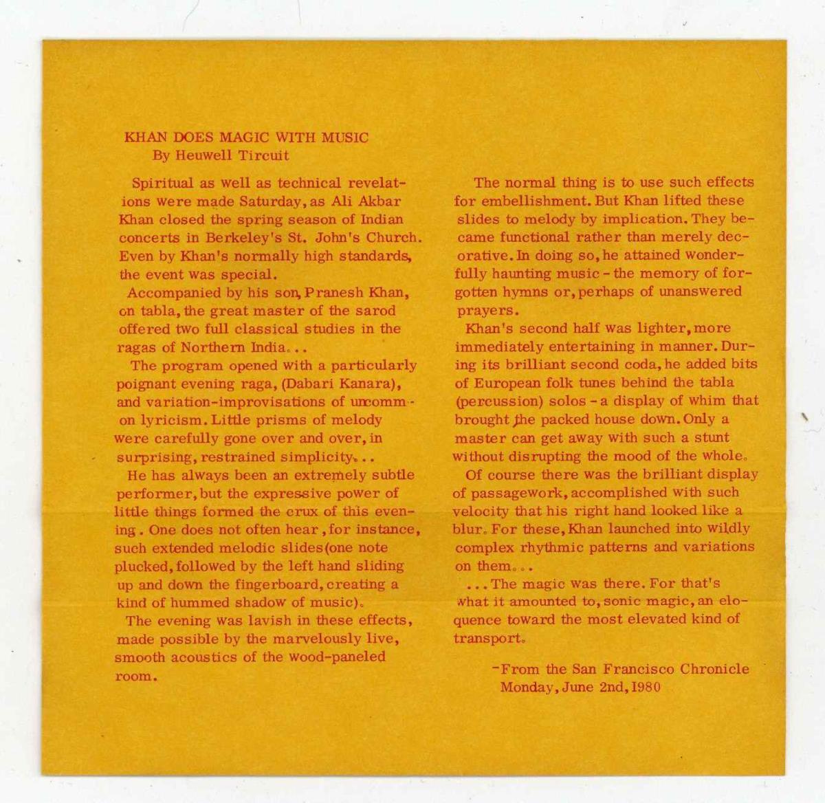 Ali Akbar Khan, Pranesh Khan - (Live)