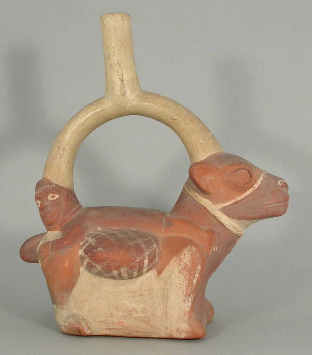 Lama mit Traglast und Mensch