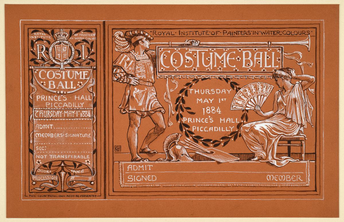 Einladung mit Eintrittskarte zum Costume Ball (May 1st 1884)