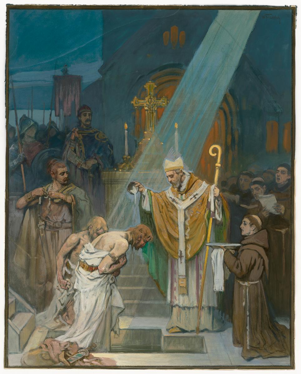 Bischof Bernward tauft germanische Krieger
