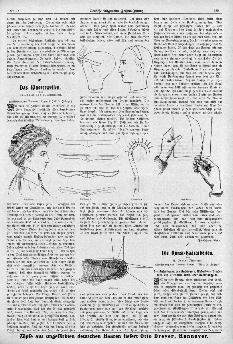 Deutsche Allgemeine Friseur-Zeitung: Die Kunst-Haararbeiten: Anhänger, Medaillons, Broschen