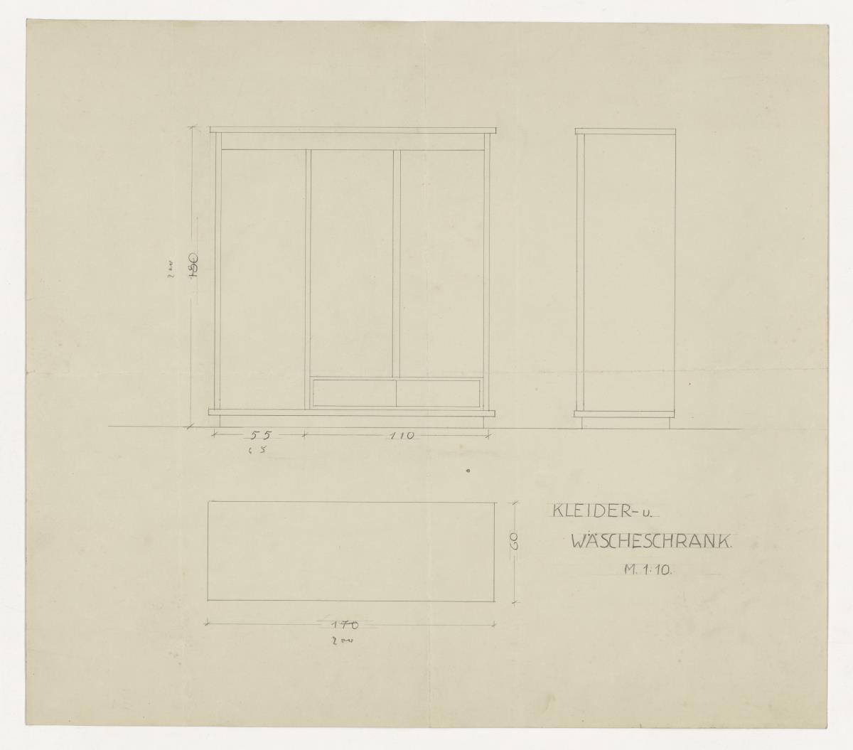 Kleider-und Wäscheschrank (Möbelentwürfe, Körpermöbel, Schränke)