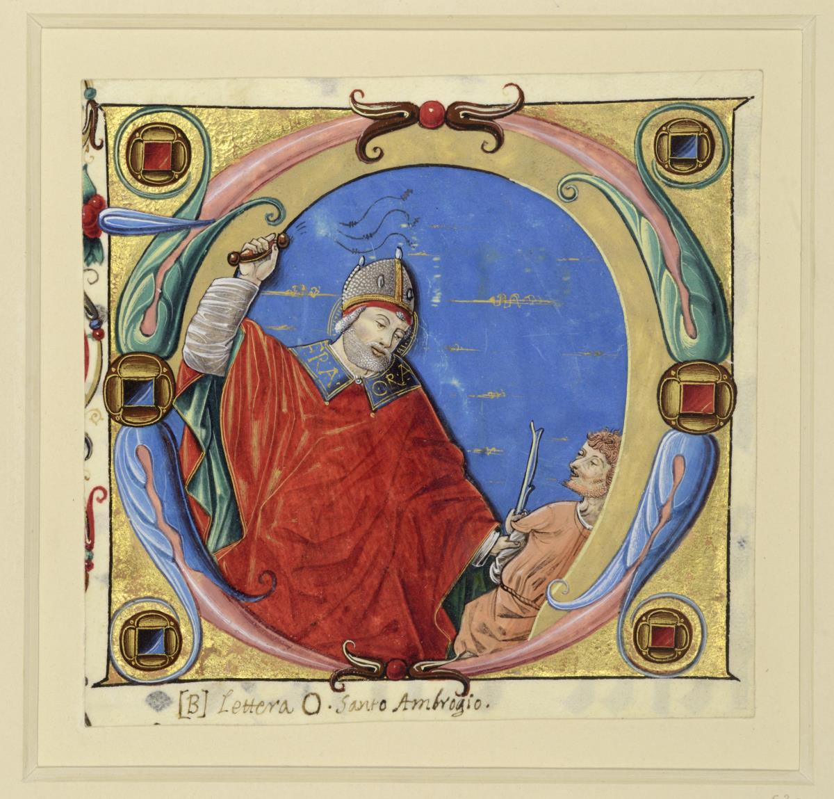 Initiale O mit hl. Ambrosinus