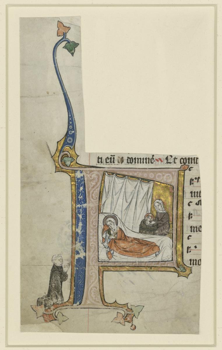 Initiale P mit Geburt der Maria. Initialausschnitt