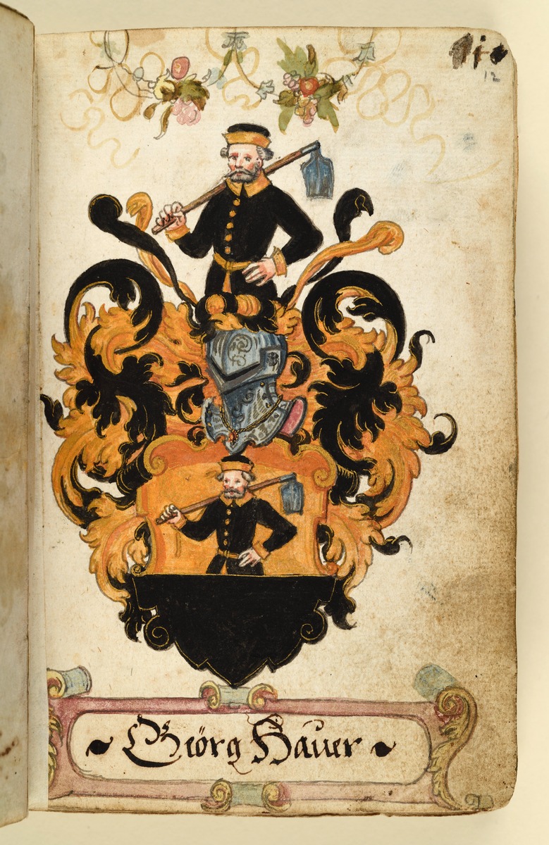 Stammbuch des Michael Löchel von Nürnberg: Eintrag mit Wappen, Georg Bauer