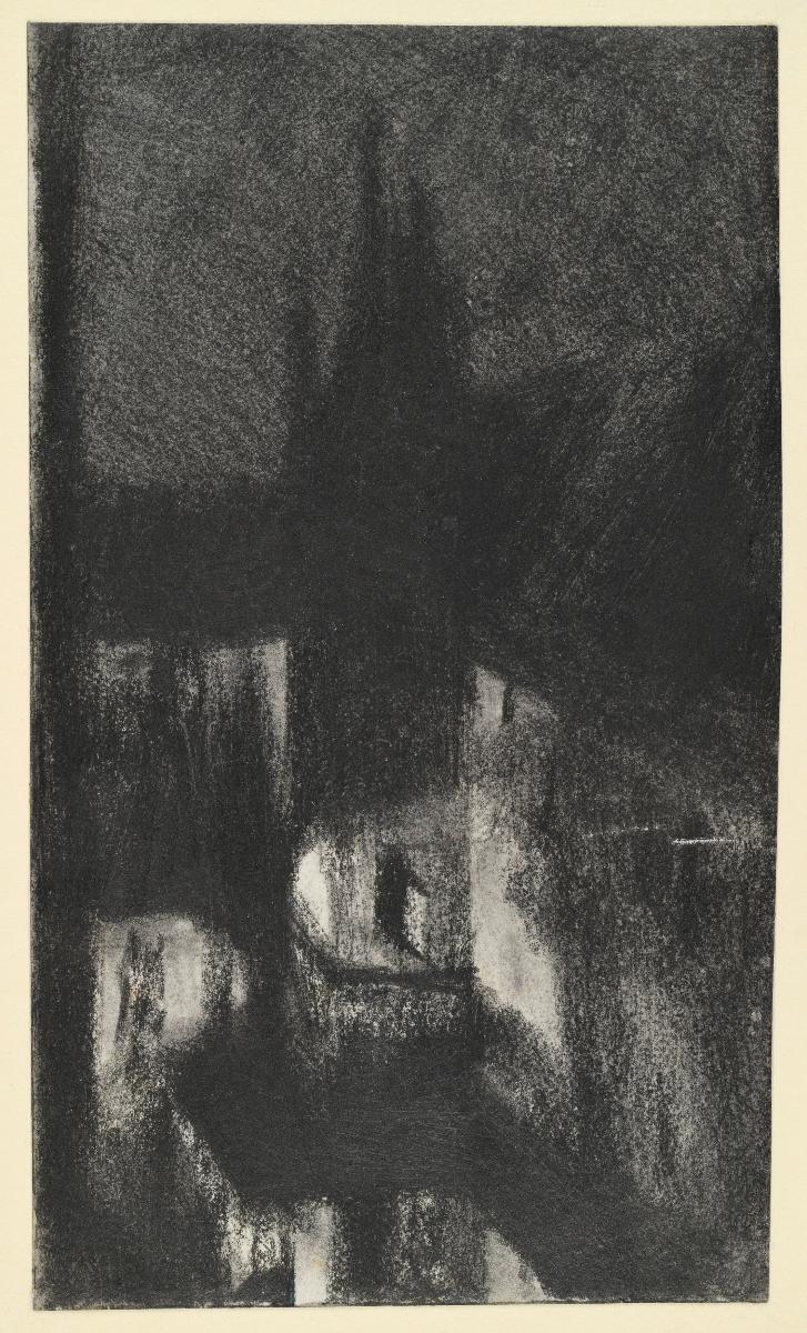 Turm eines Renaissanceschlosses bei Nacht