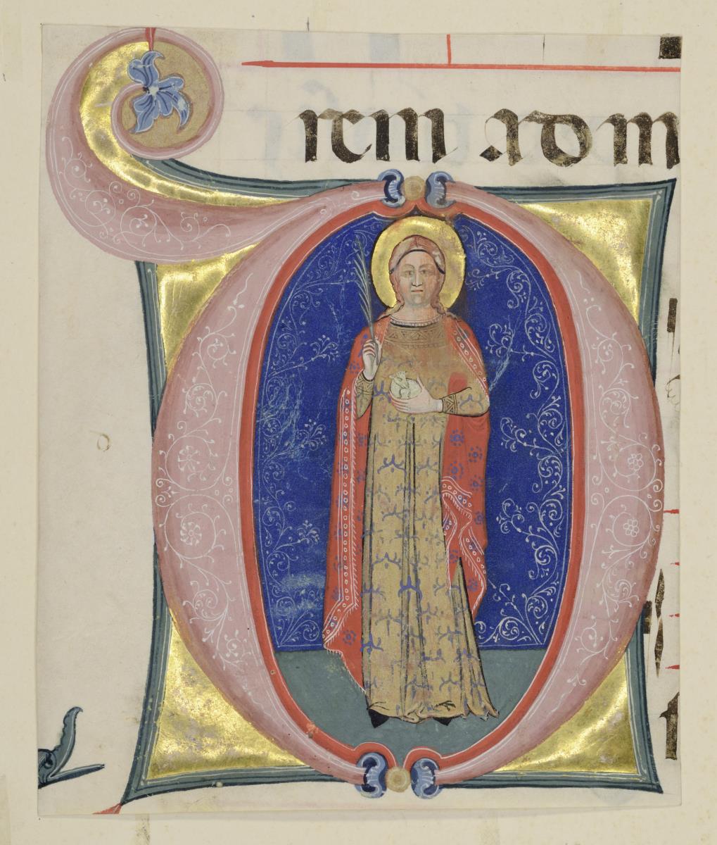 Initiale D mit der Heiligen Agnes