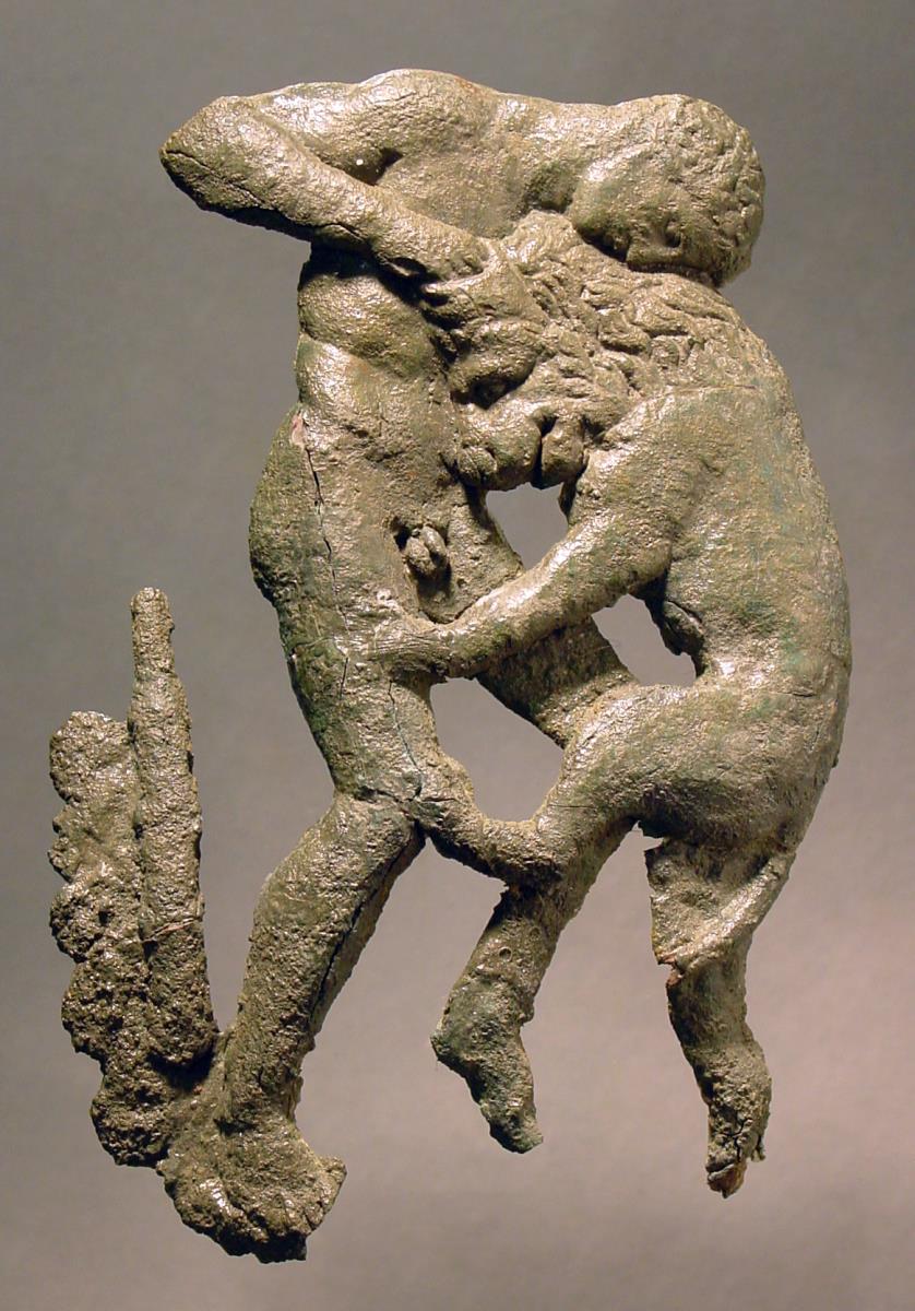 Durchbrochenes Relief: Herakles mit dem Löwen ringend