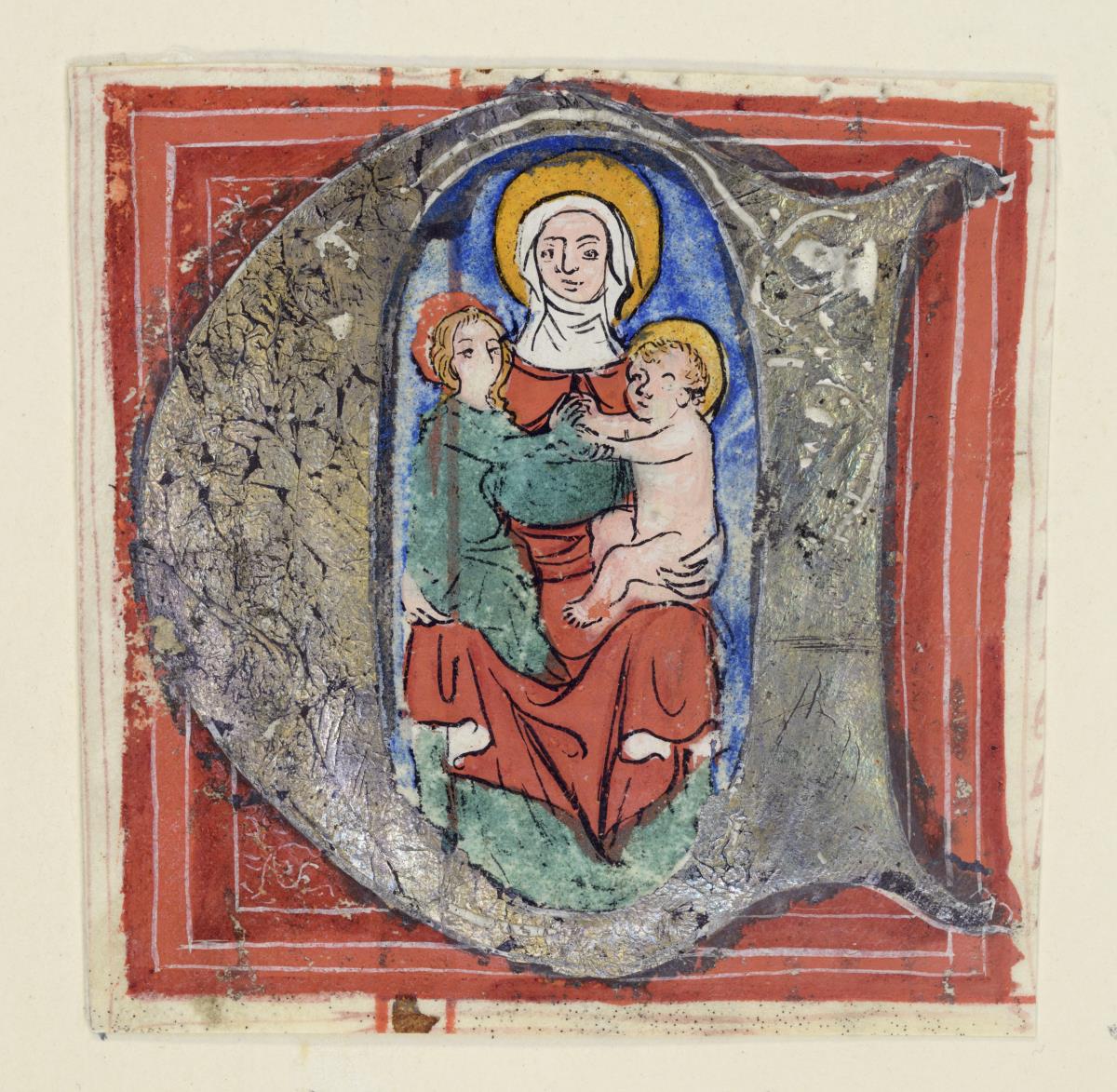 Initiale mit figürlicher Verzierung, Maria mit Christus und dem Johannesknaben