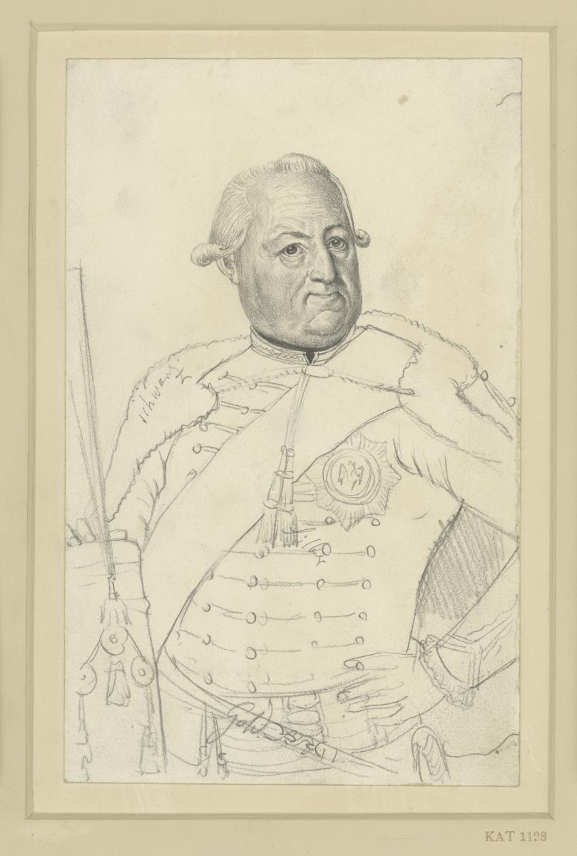 Wilhelm Sebastian von Belling, preußischer Generalleutnant, nach einem Gemälde, mit Notiz