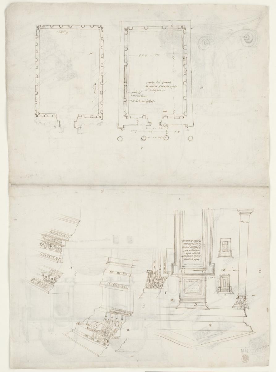 Grundriss und Aufriss von San Urbano della Caffarella bei der Porta San Sebastiano
