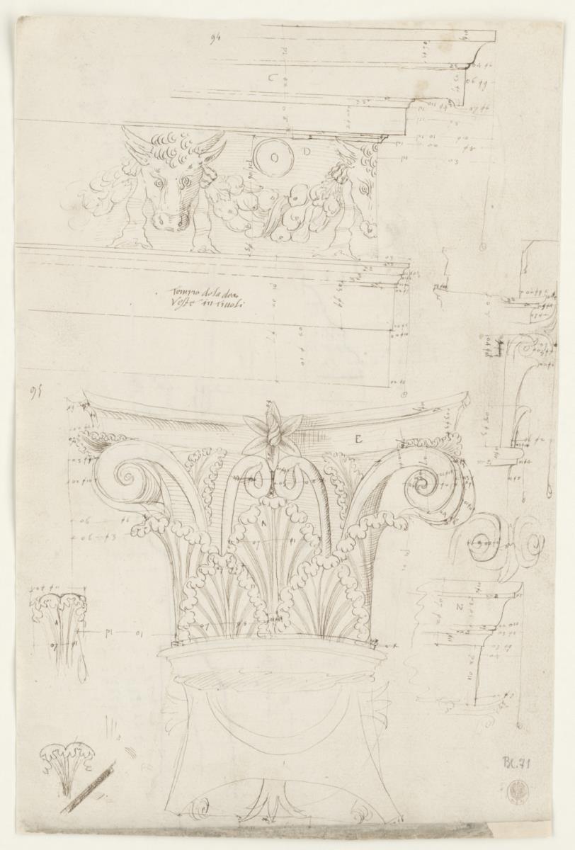 Architektonische Details vom Rundtempel der Vesta in Tivoli