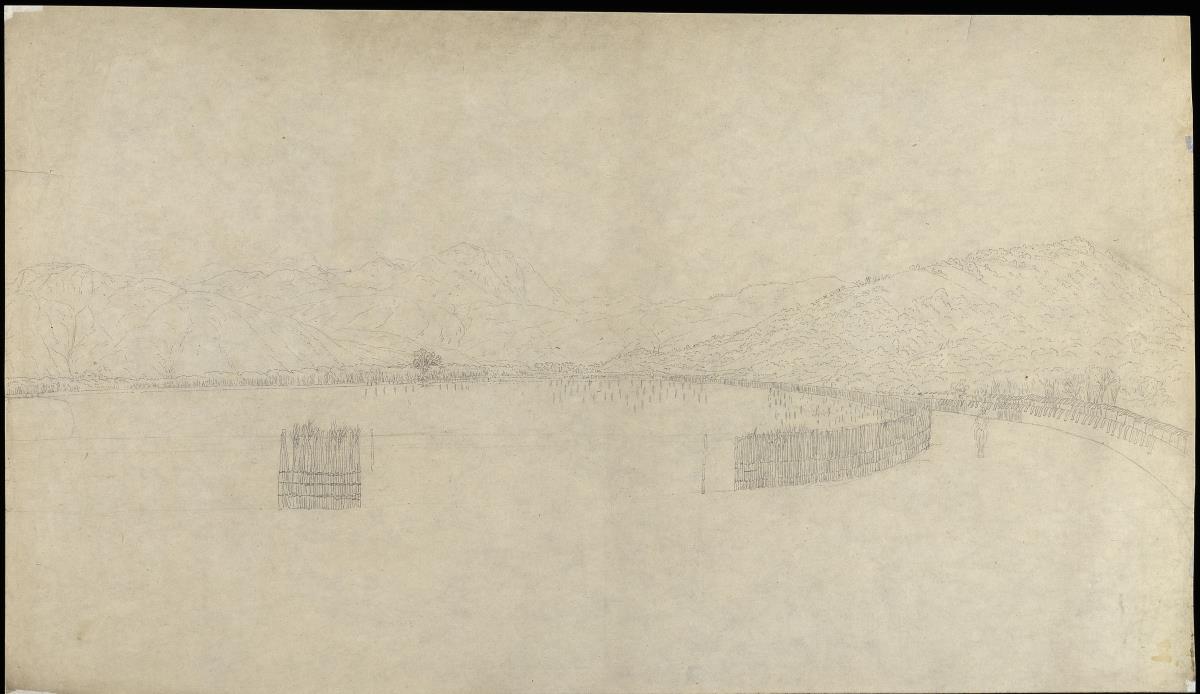 Bergige Landschaft mit breitem Weg I