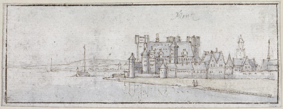 Das Schloss von Mainz vom Rhein aus