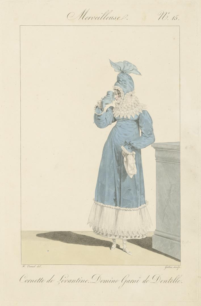 Incroyables et Merveilleuses: Tafel 15: cornette de lévantine, domino garni de dentelle