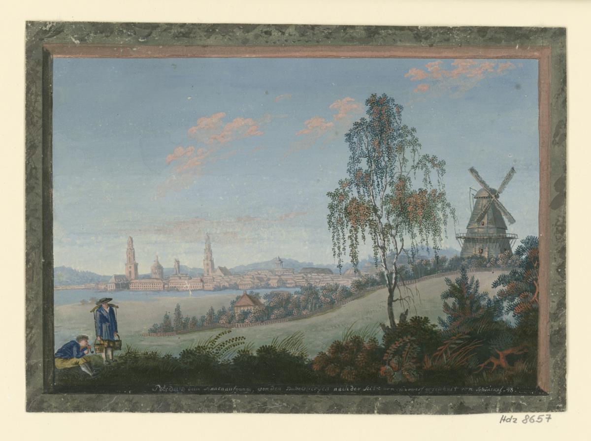 Potsdam beim Sonnenaufgang, Ansicht von Babelsberg Richtung Nowawes