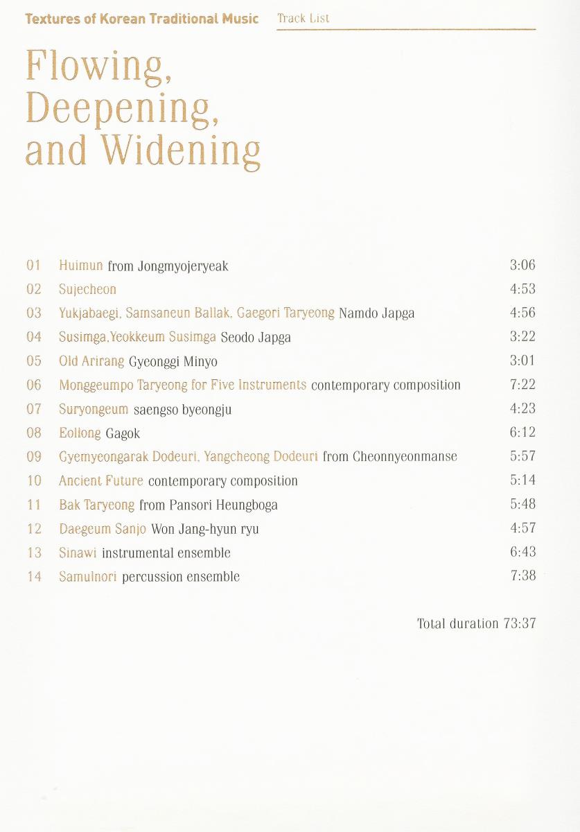 Textures of Korean Traditional Music. Flowing, Deepening, and Weepening