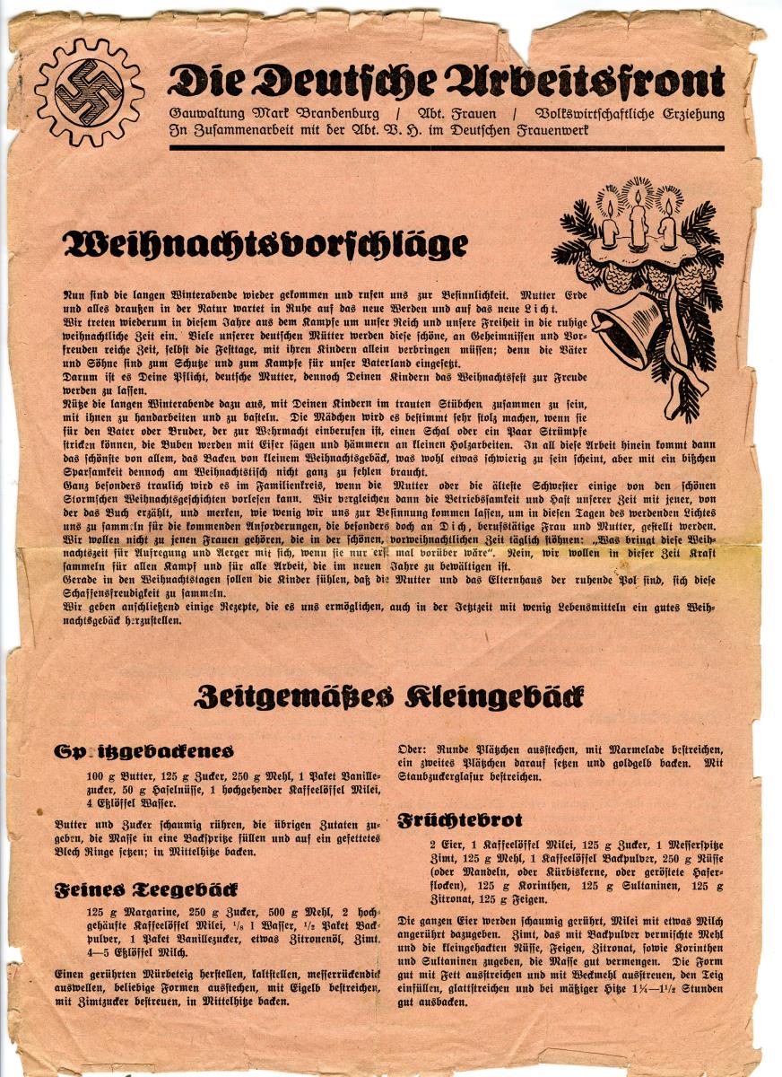 Weihnachtsvorschläge. Zeitgemäßes Kleingebäck.