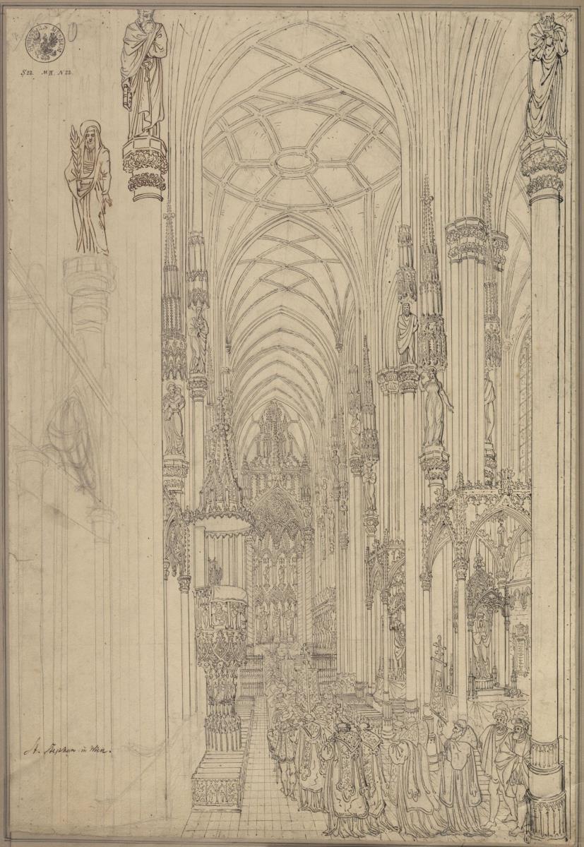 Innenansicht des Stephansdom in Wien mit einer Prozession