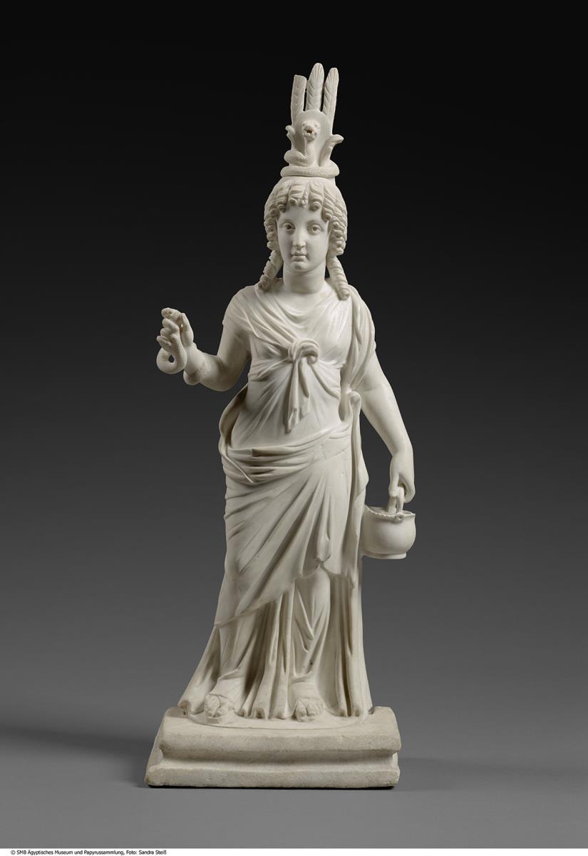 Kultstatue der Isis-Demeter mit Schlange und Cista