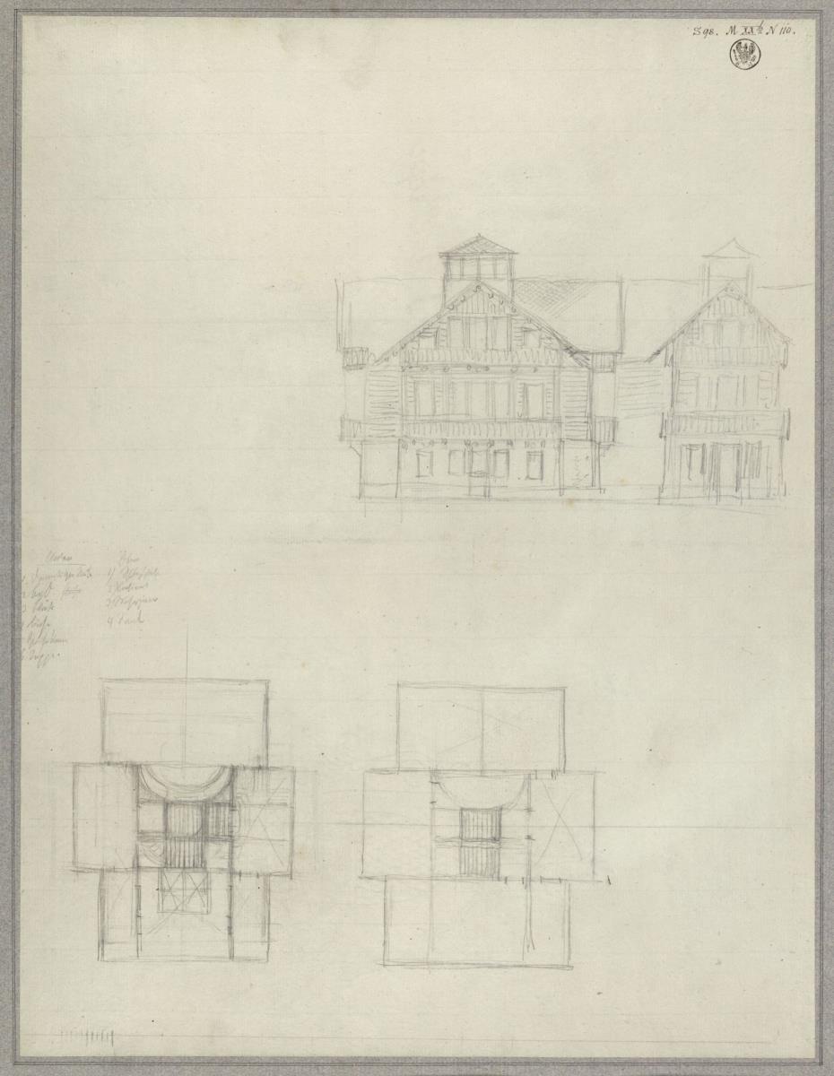 Entwurf zu einem Schweizerhaus. Grundrisse und Aufriss / Alexisbad. Entwurf zum Schweizerhaus (?)