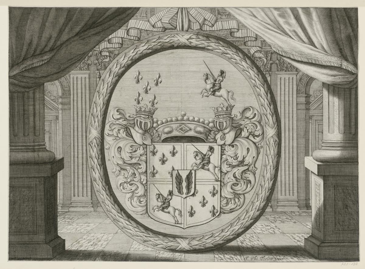 Wappen mit Reitern und Flügeln