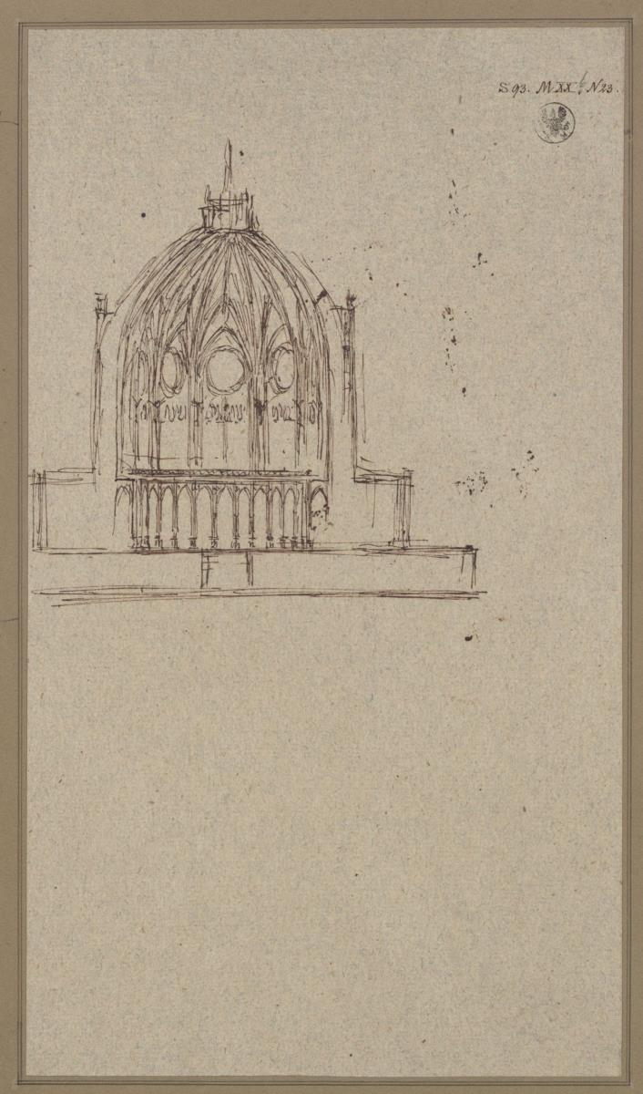 Berlin. Entwurf zu einem Dom als Denkmal für die Befreiungskriege (Befreiungsdom). Durchschnitt durch Kuppel