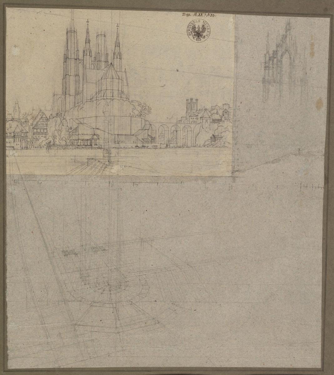 Studien zum Gemälde "Gotischer Dom am Wasser"