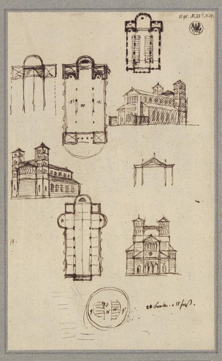 Marienwerder (Kwidzyn, Województwo Kujawsko-Pomorskie). Skizzen zur katholische Kirche. Grundrisse und Ansichten