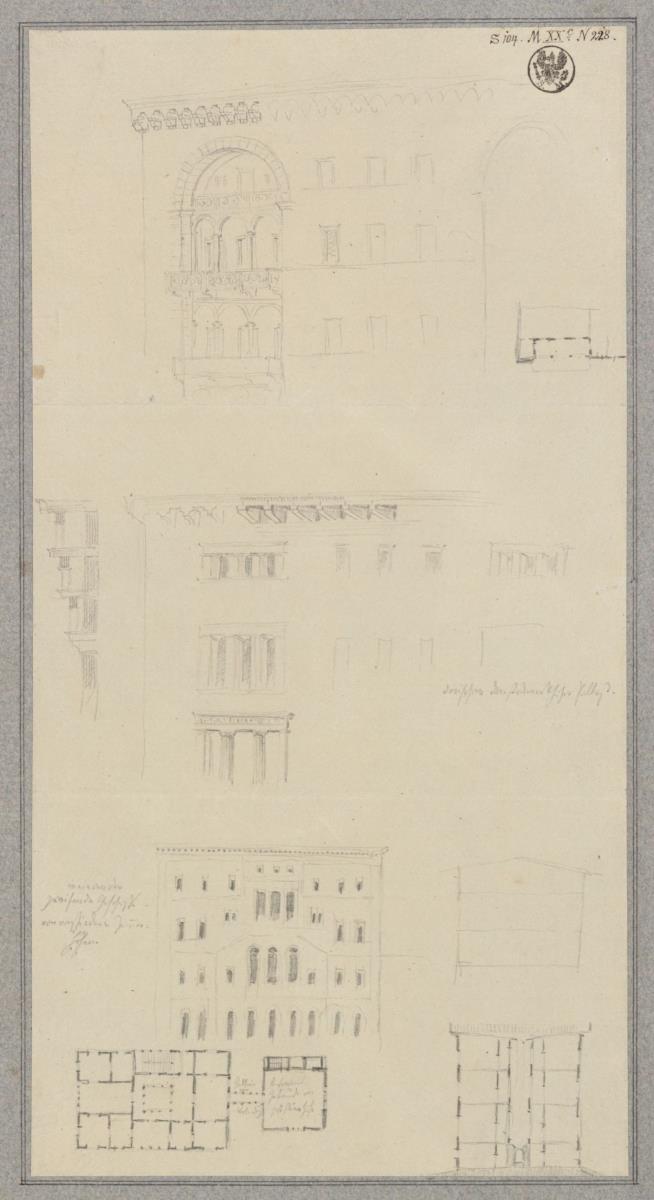 Großes Vorstadthaus und Stadthaus. Verschiedene Fassadenentwürfe